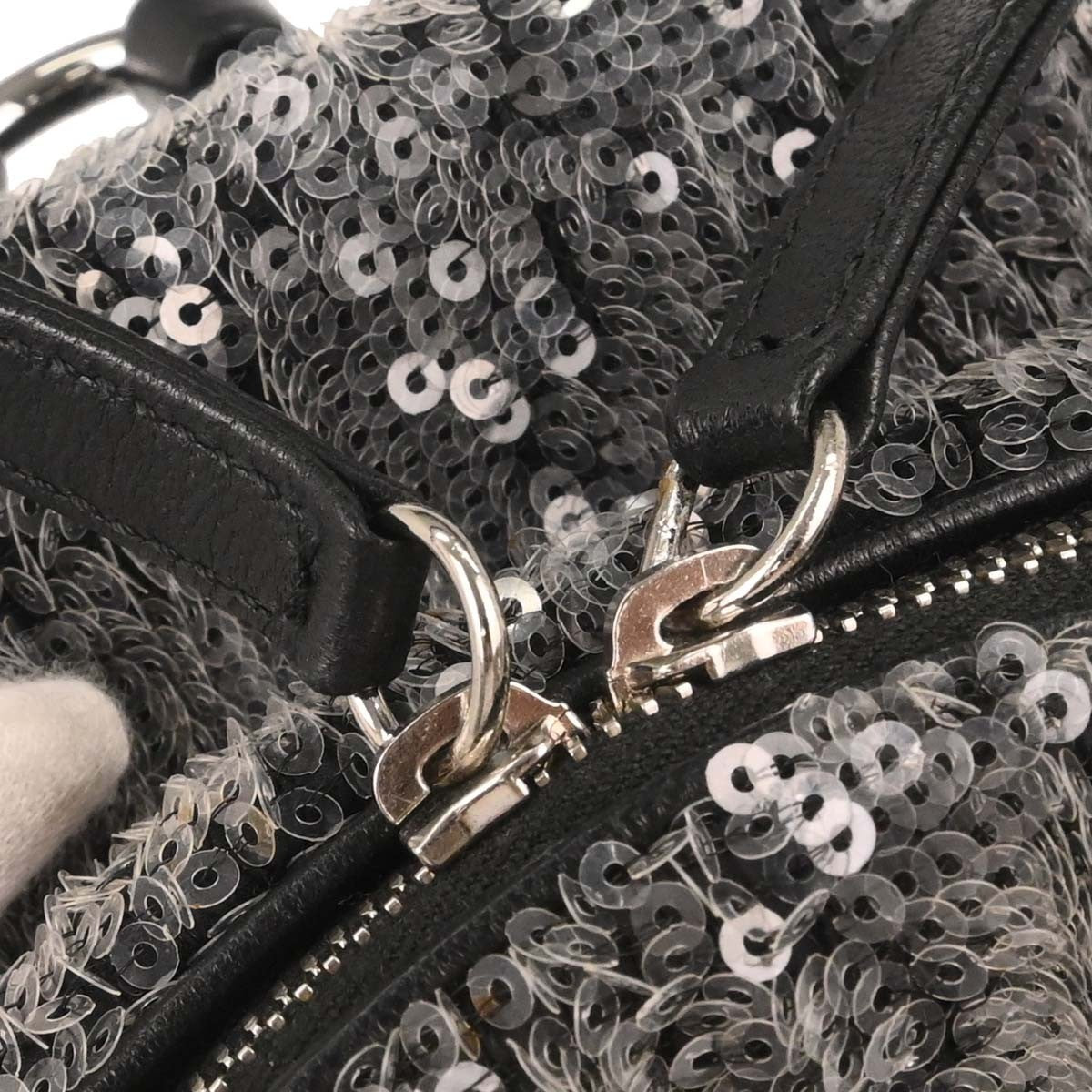 Chanel Waterfall Backpack Sequins With Leather Black Leather Backpack Bag (Pre-Owned)