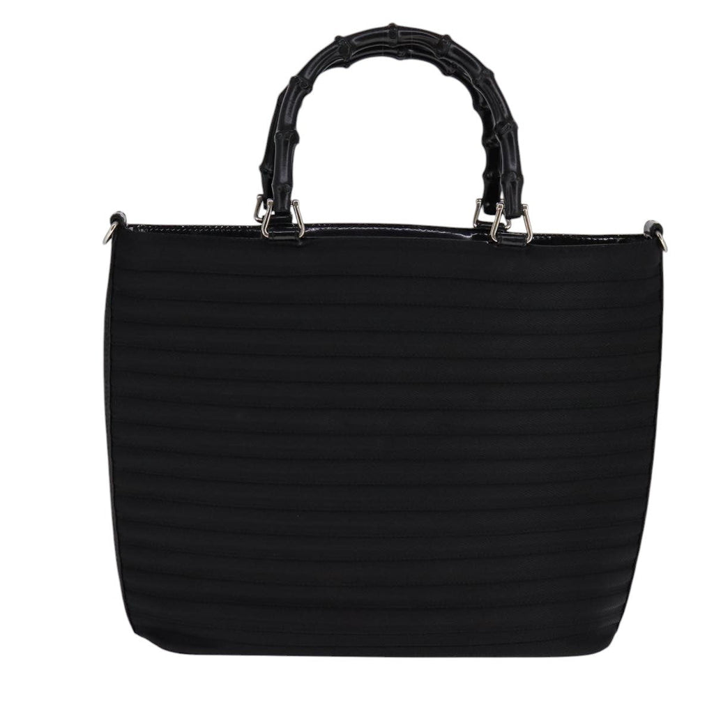 Gucci Convertible Bamboo Zip Tote Nylon Black Nylon Tote Bag Bag (Pre-Owned)