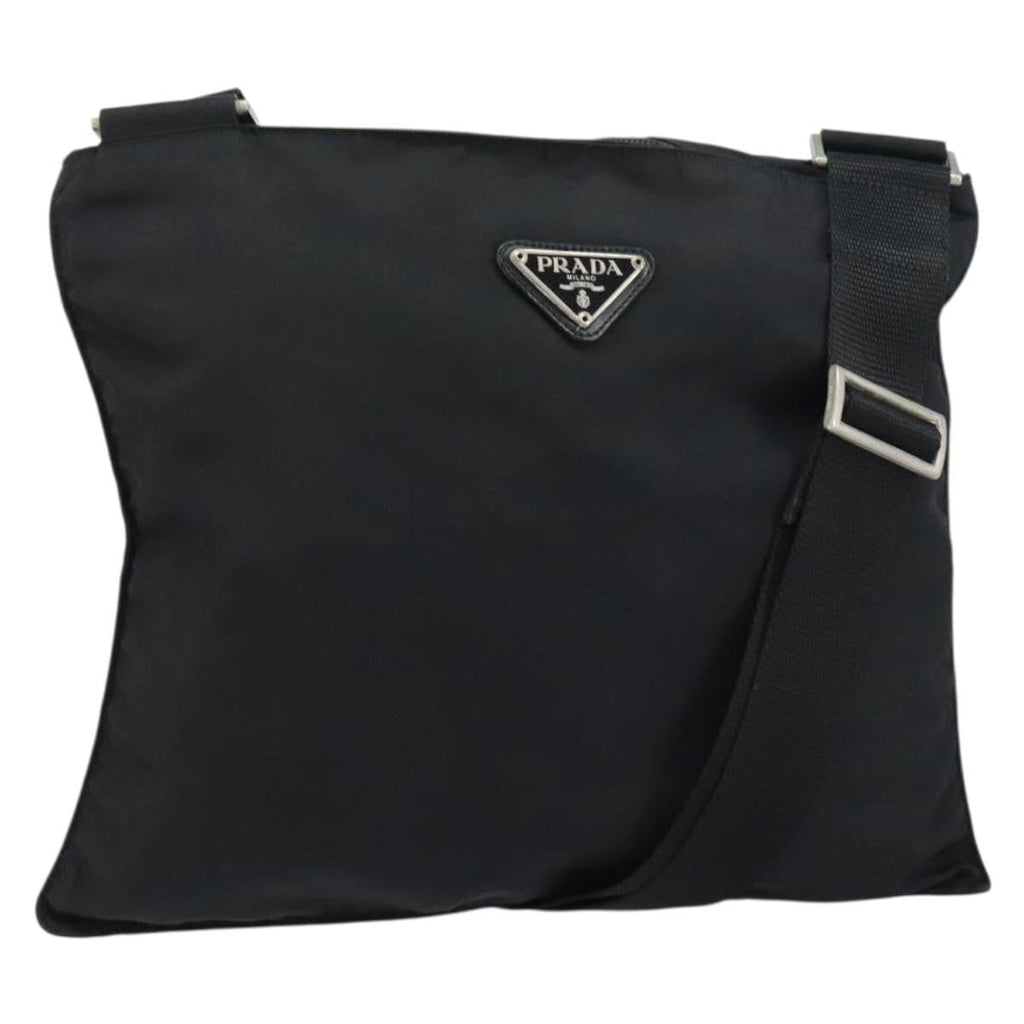 Prada Flat Messenger Bag Tessuto Black Nylon Shoulder Bag Bag (Pre-Owned)