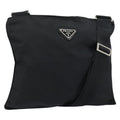 Prada Flat Messenger Bag Tessuto Black Nylon Shoulder Bag Bag (Pre-Owned)