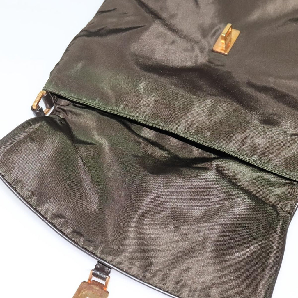 Prada Vintage Flap Messenger Bag Tessuto Khaki Nylon Shoulder Bag Bag (Pre-Owned)