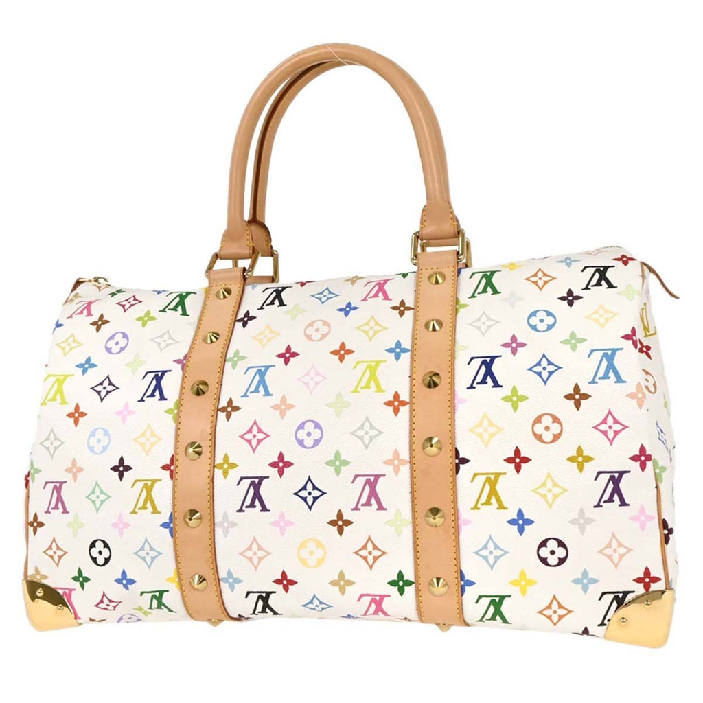 Louis Vuitton Keepall Bag Monogram Multicolor White Canvas Travel Bag Bag (Pre-Owned)