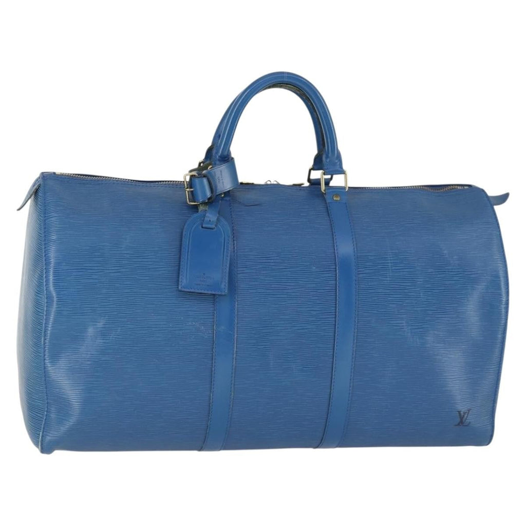 Louis Vuitton Keepall Bag Epi Leather Blue Leather Travel Bag Bag (Pre-Owned)