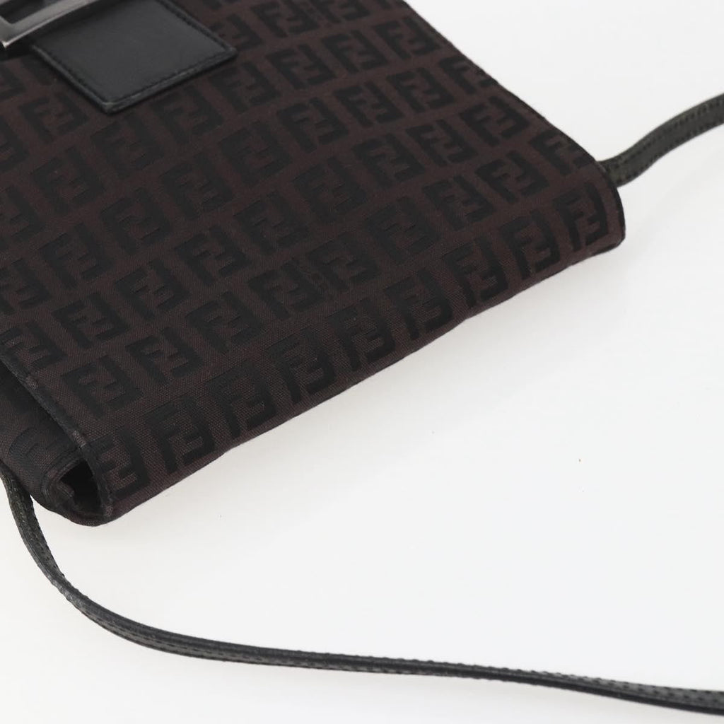 Fendi Vintage Flap Crossbody Bag Zucchino Canvas Brown Canvas Shoulder Bag Bag (Pre-Owned)