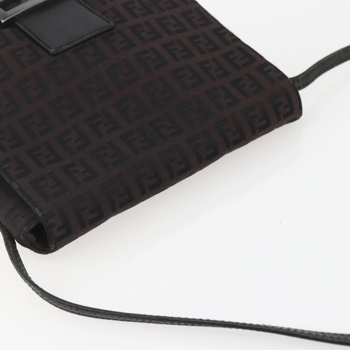 Fendi Vintage Flap Crossbody Bag Zucchino Canvas Brown Canvas Shoulder Bag Bag (Pre-Owned)