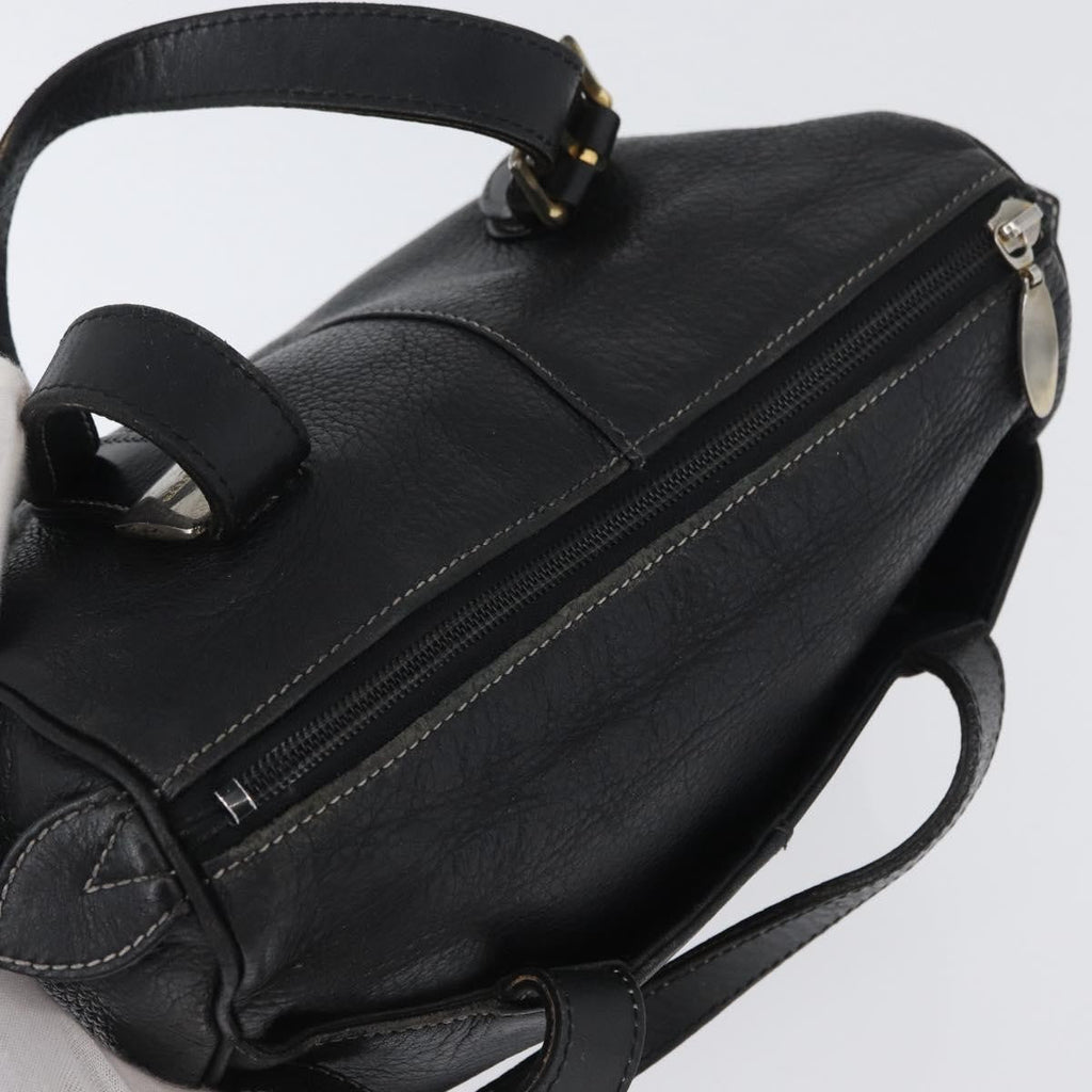 Burberry Vintage Handbag Leather Black Leather Handbag (Pre-Owned)