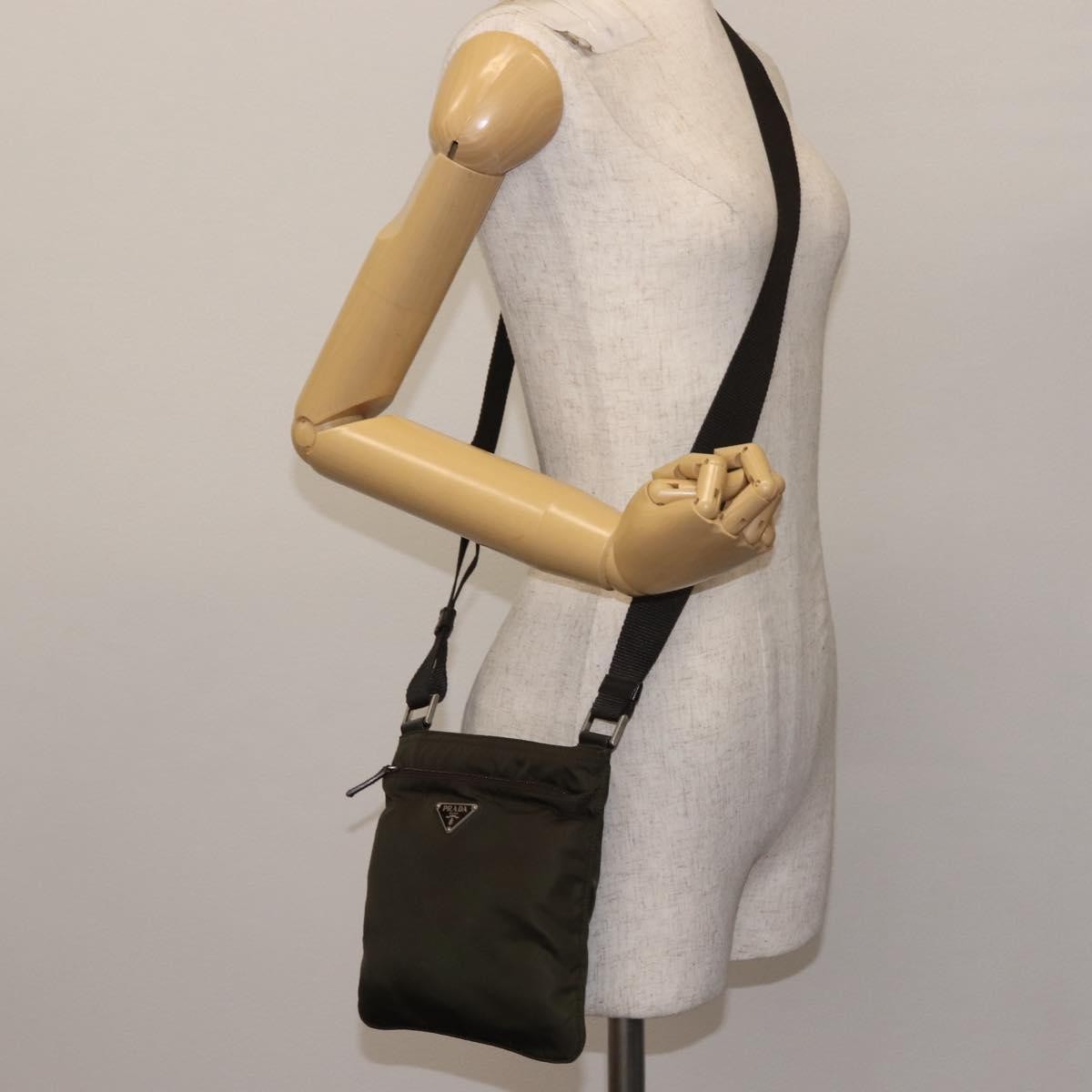 Prada Front Pocket Messenger Bag Tessuto Khaki Nylon Shoulder Bag Bag (Pre-Owned)