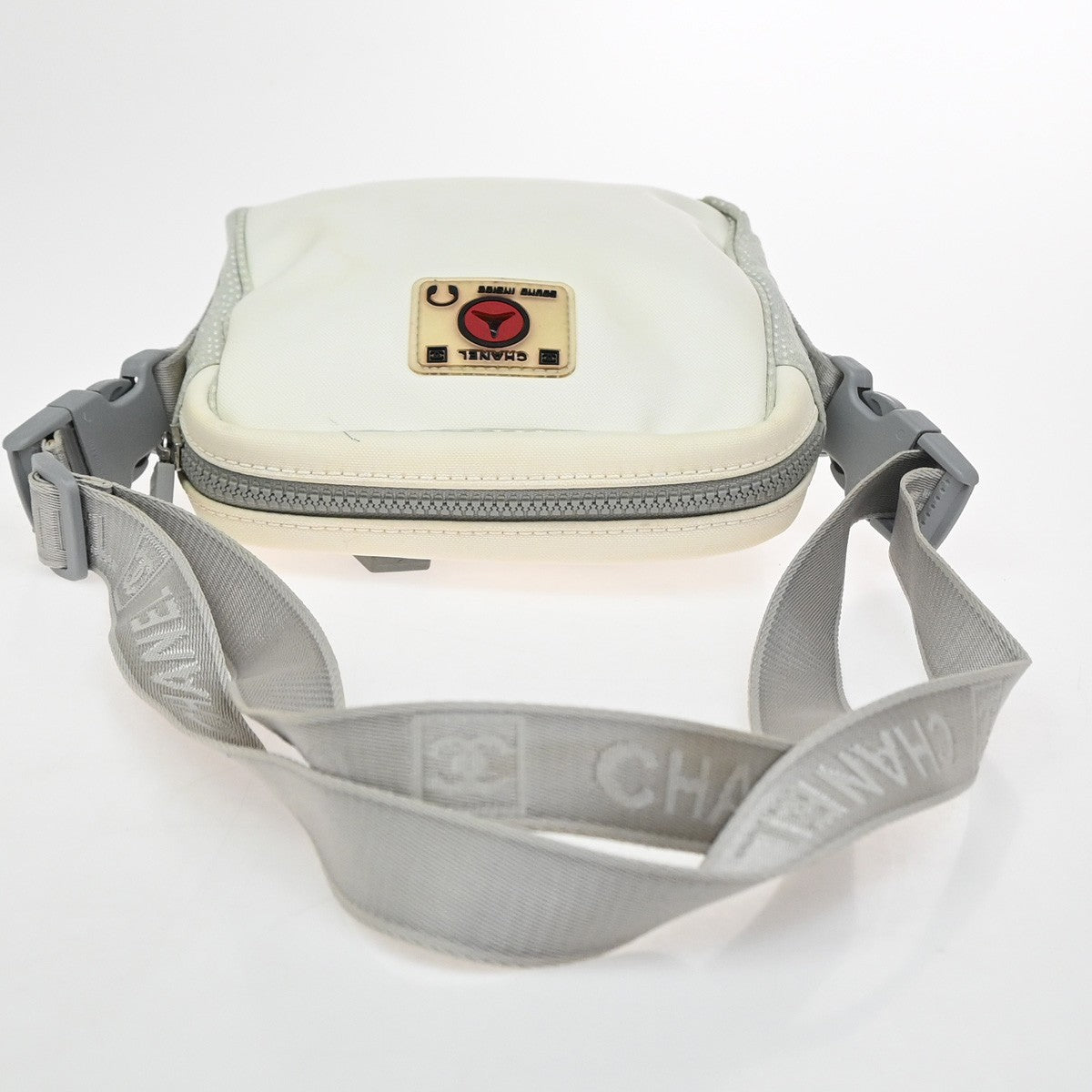 Chanel Travel Line Crossbody Bag Nylon White Nylon Shoulder Bag Bag (Pre-Owned)