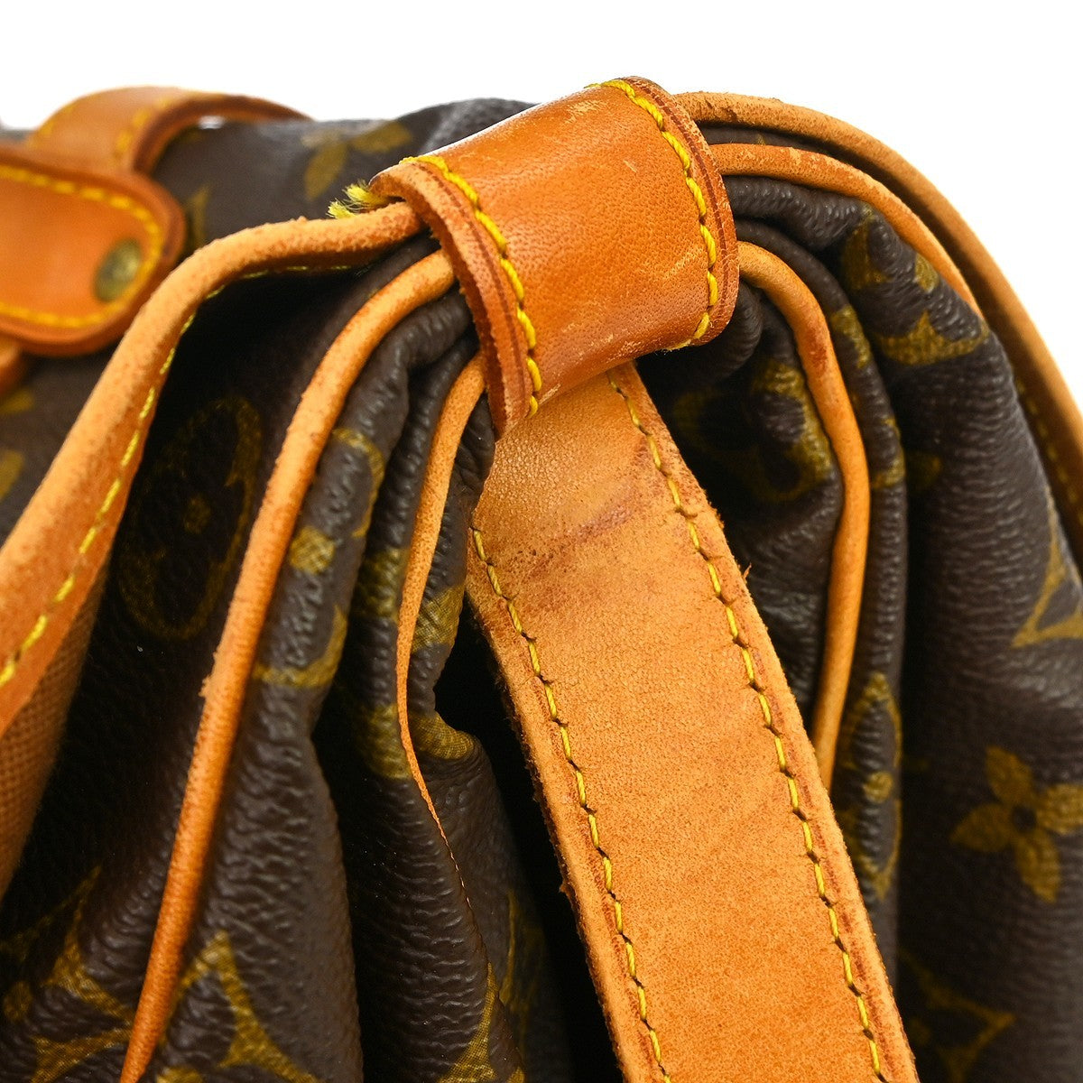 Louis Vuitton Saumur Handbag Monogram Canvas Brown Canvas Shoulder Bag Bag (Pre-Owned)