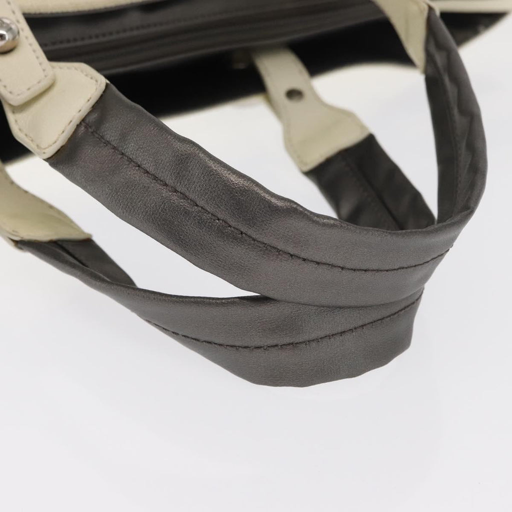 Chanel Biarritz Tote Nylon Silver Nylon Tote Bag Bag (Pre-Owned)