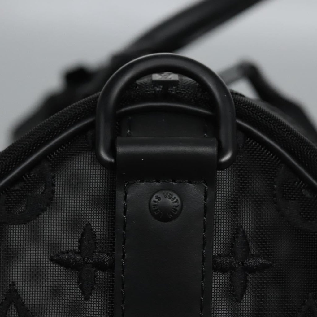Louis Vuitton Keepall Bandouliere Bag Monogram See Through Mesh Black Nylon Travel Bag Bag (Pre-Owned)