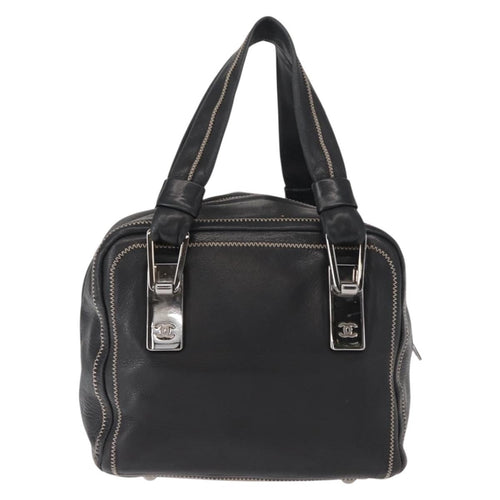 Chanel Cc Bowler Quilted Caviar Black Leather Handbag (Pre-Owned)