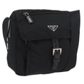 Prada Buckle Messenger Bag Tessuto Black Nylon Shoulder Bag Bag (Pre-Owned)