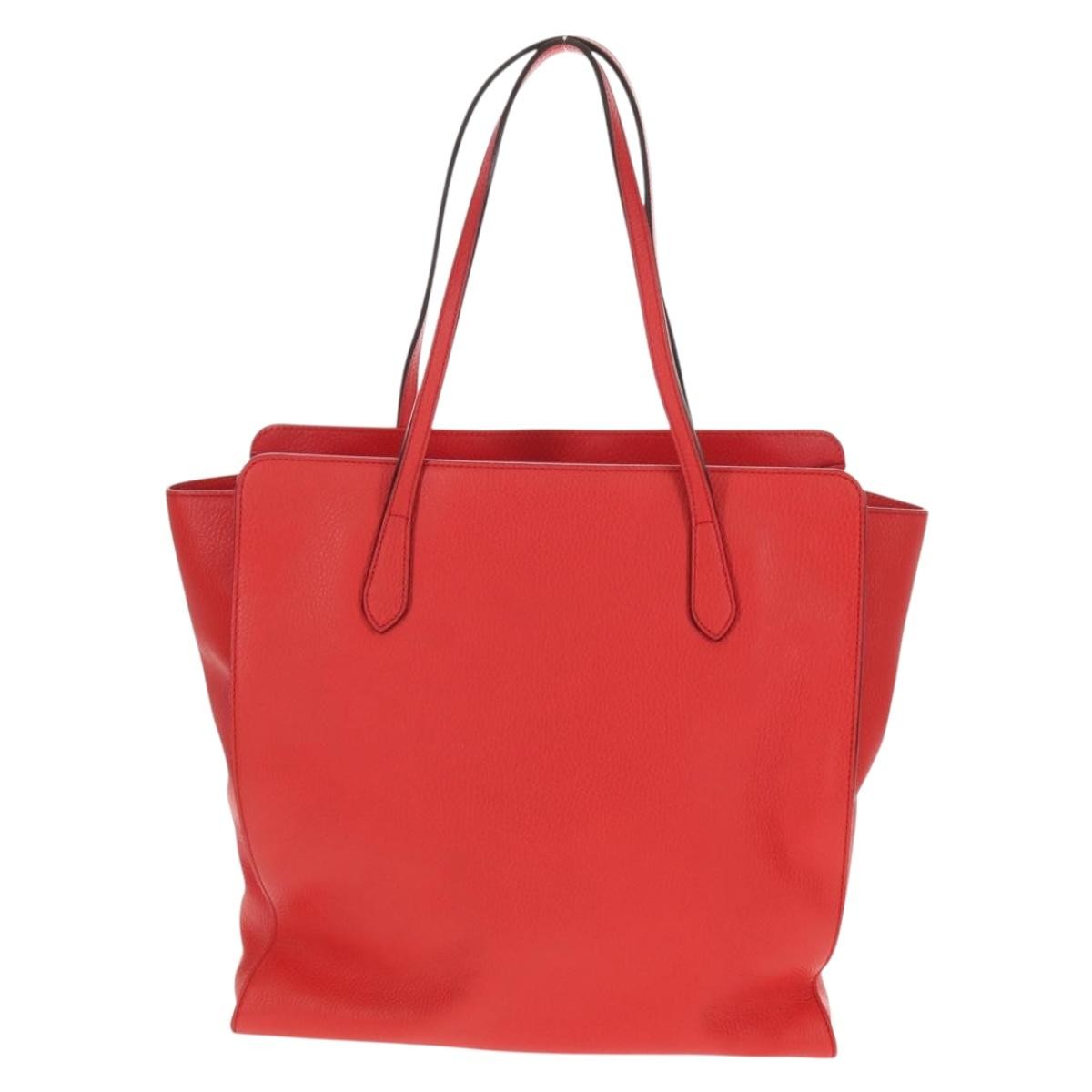 Gucci Grand Prix Interlocking Gg Tote Grainy Leather Red Leather Tote Bag Bag (Pre-Owned)
