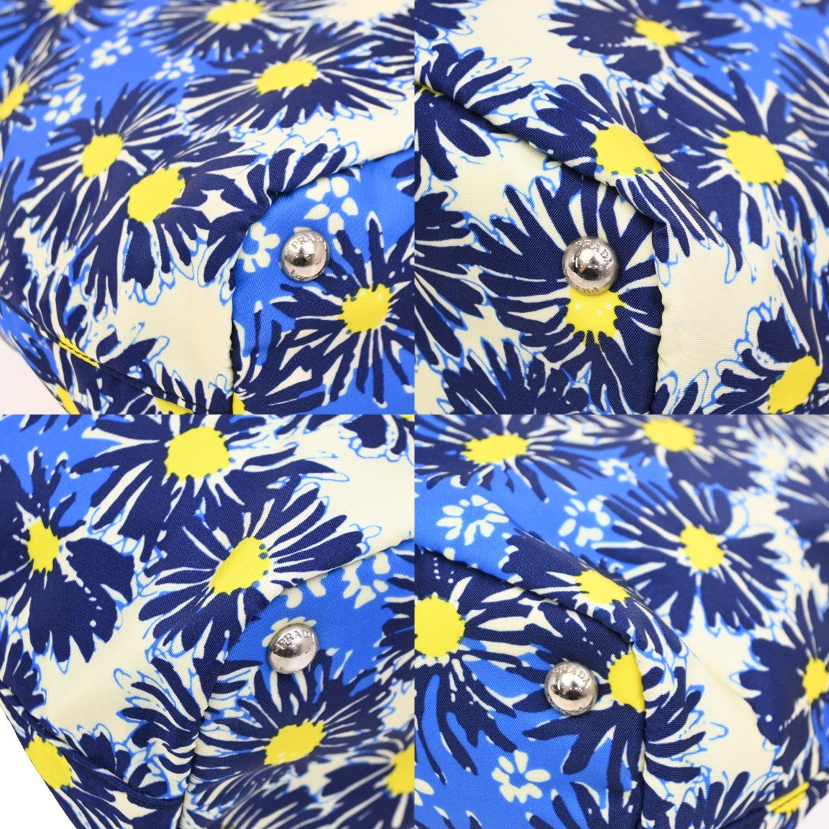 Prada Convertible Zip Tote Printed Tessuto Blue Nylon Shoulder Bag Bag (Pre-Owned)