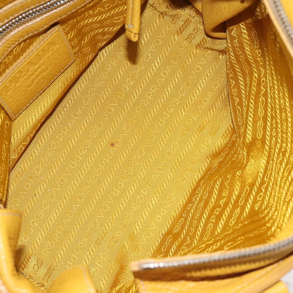 Prada Vintage Handbag Leather Yellow Leather Handbag (Pre-Owned)