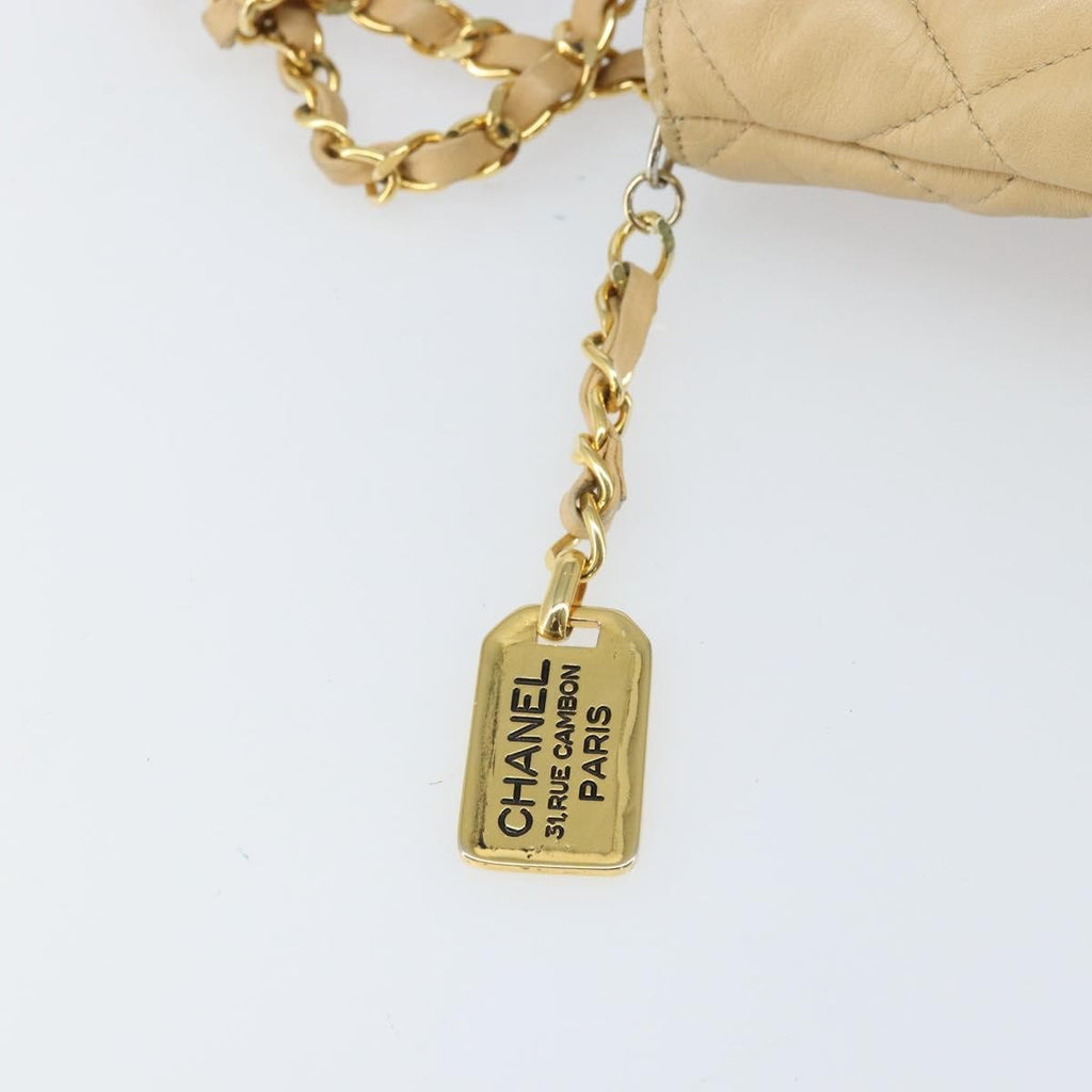 Chanel Vintage Cc Chain Shopper Quilted Leather Beige Leather Shoulder Bag Bag (Pre-Owned)
