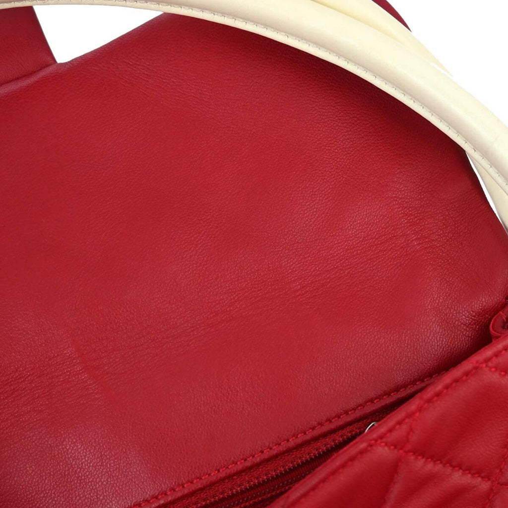 Chanel Hula Hoop Bag Quilted Lambskin Red Lamb Handbag (Pre-Owned)