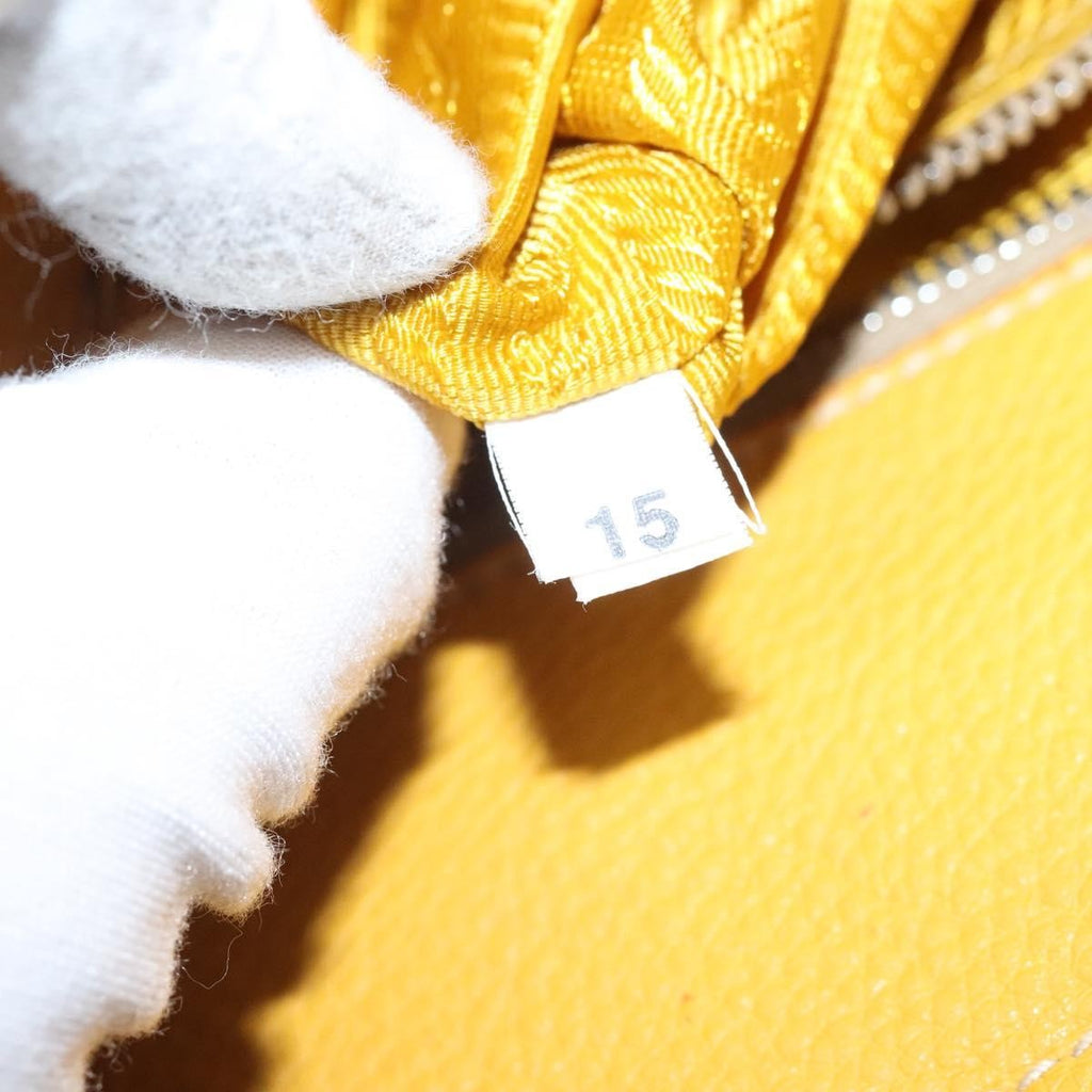Prada Vintage Handbag Leather Yellow Leather Handbag (Pre-Owned)