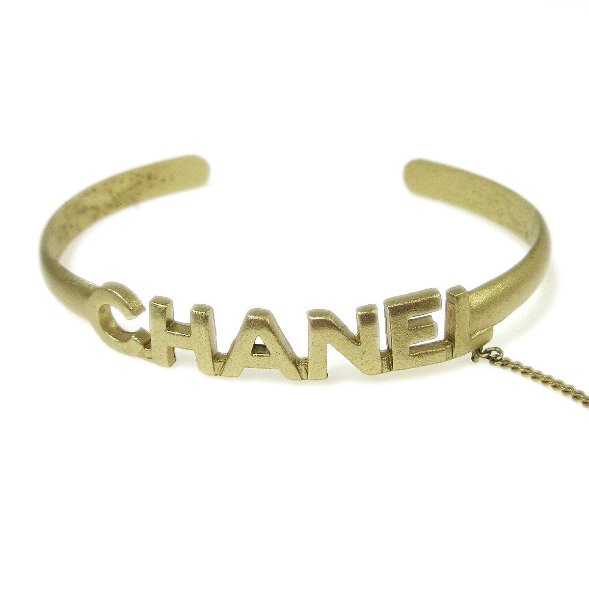 Chanel Logo Bangle With Chain Attached Cc Ring Metal With Crystal Gold Gold_Plated Bracelet Jewelry (Pre-Owned)
