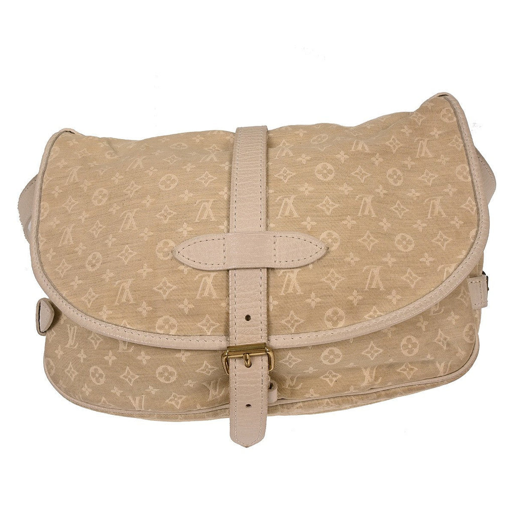 Louis Vuitton Saumur Handbag Mini Lin White Canvas Shoulder Bag Bag (Pre-Owned)