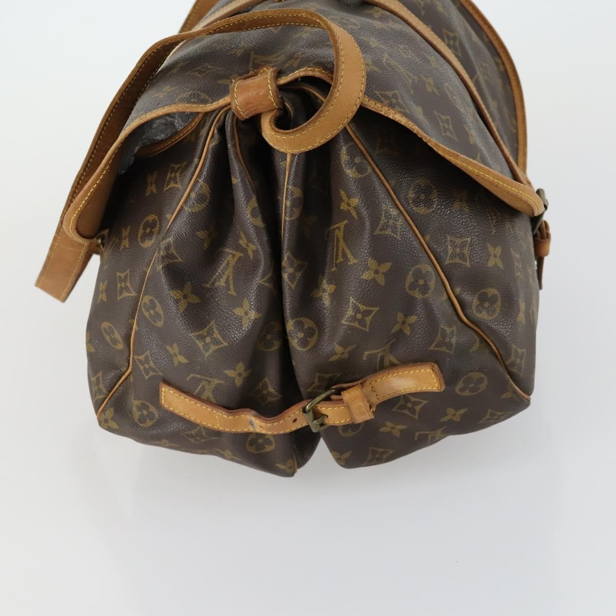 Louis Vuitton Saumur Handbag Monogram Canvas Brown Canvas Shoulder Bag Bag (Pre-Owned)
