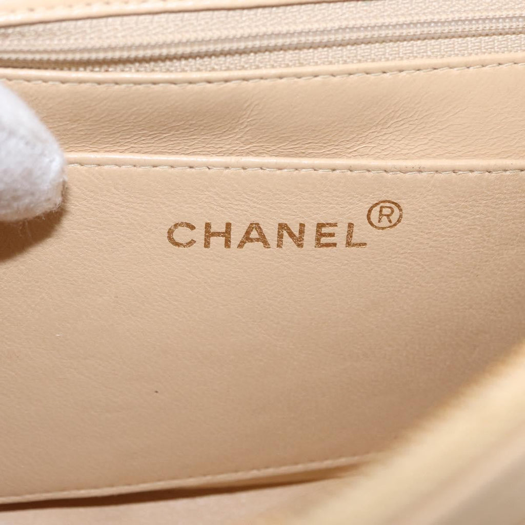 Chanel Vintage Classic Flap Backpack Quilted Lambskin Beige Leather Backpack Bag (Pre-Owned)