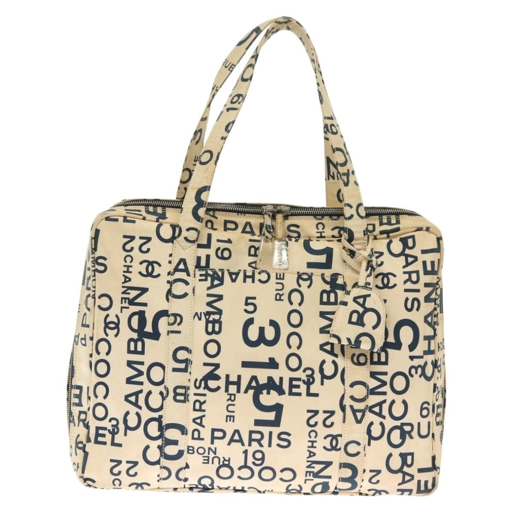 Chanel Cambon Canvas White Canvas Bag (Pre-Owned)