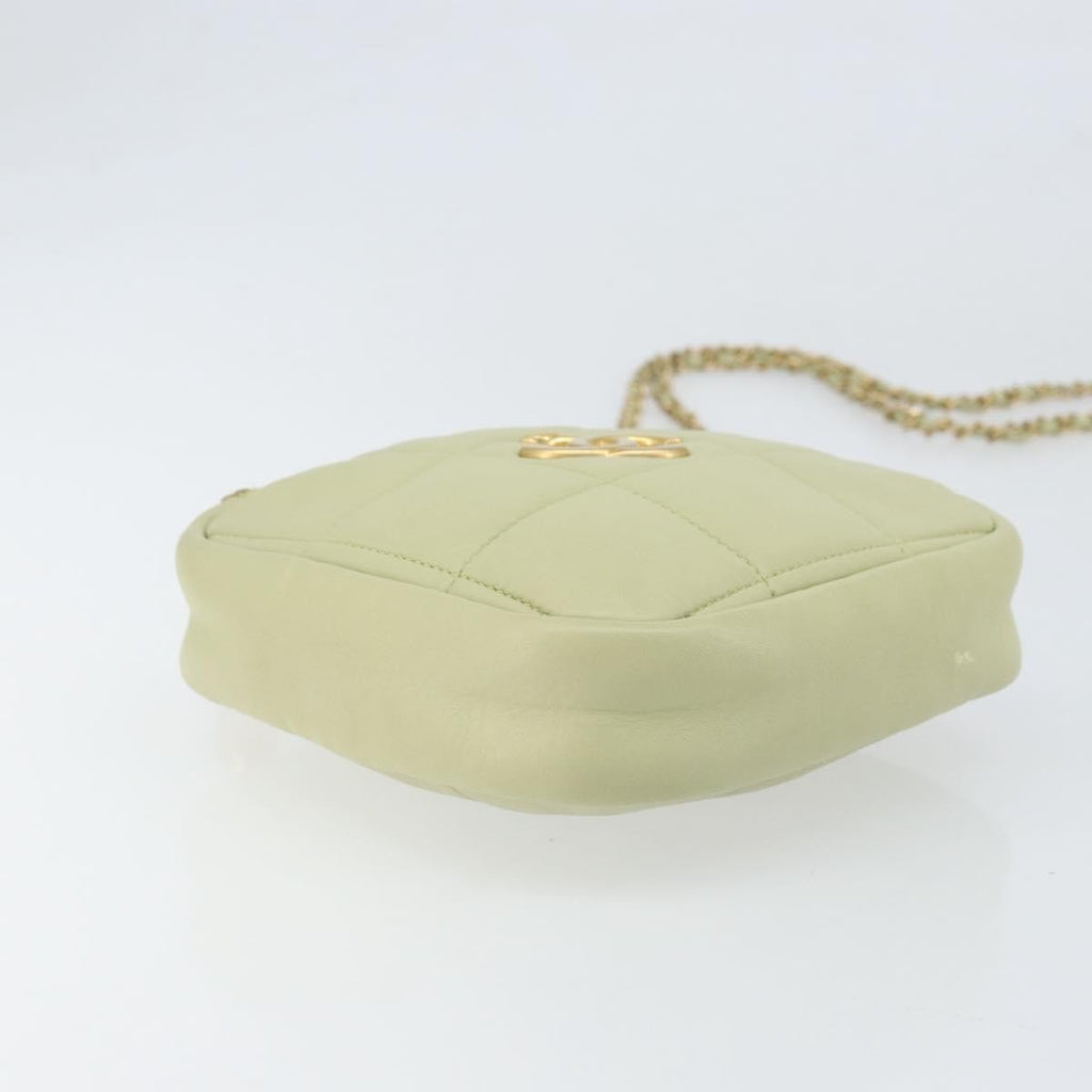 Chanel Diamond Chain Crossbody Bag Quilted Lambskin Green Leather Shoulder Bag Bag (Pre-Owned)