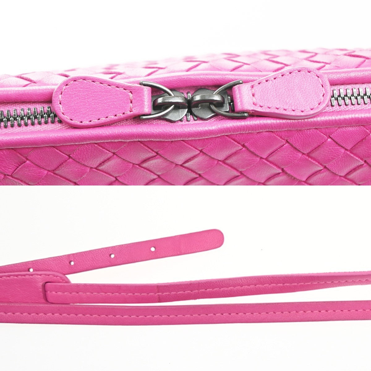 Bottega Veneta Nodini Crossbody Bag Intrecciato Nappa Pink Leather Shoulder Bag Bag (Pre-Owned)