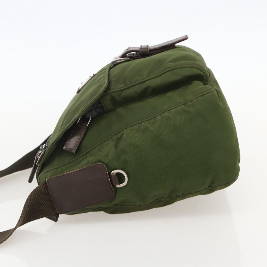 Prada Buckle Messenger Bag Tessuto Green Nylon Shoulder Bag Bag (Pre-Owned)