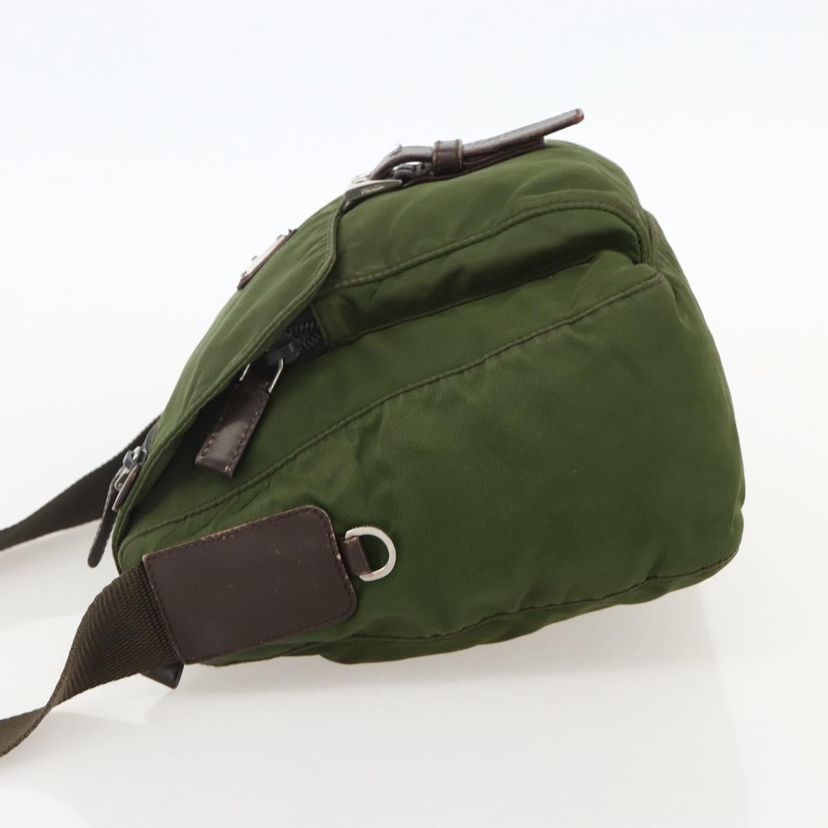 Prada Buckle Messenger Bag Tessuto Green Nylon Shoulder Bag Bag (Pre-Owned)
