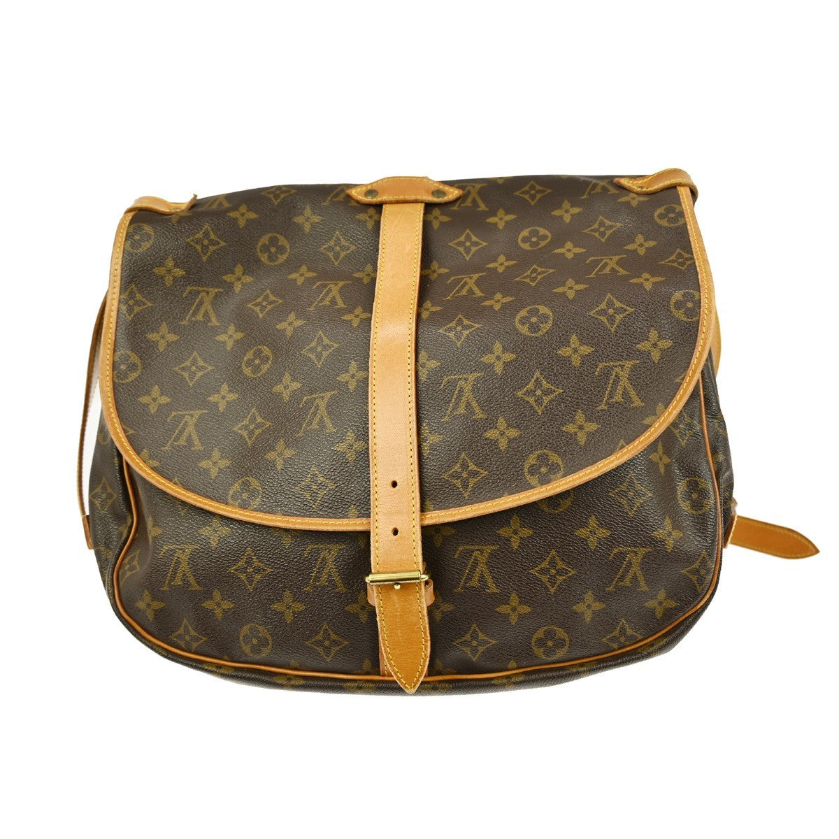 Louis Vuitton Saumur Handbag Monogram Canvas Brown Canvas Shoulder Bag Bag (Pre-Owned)
