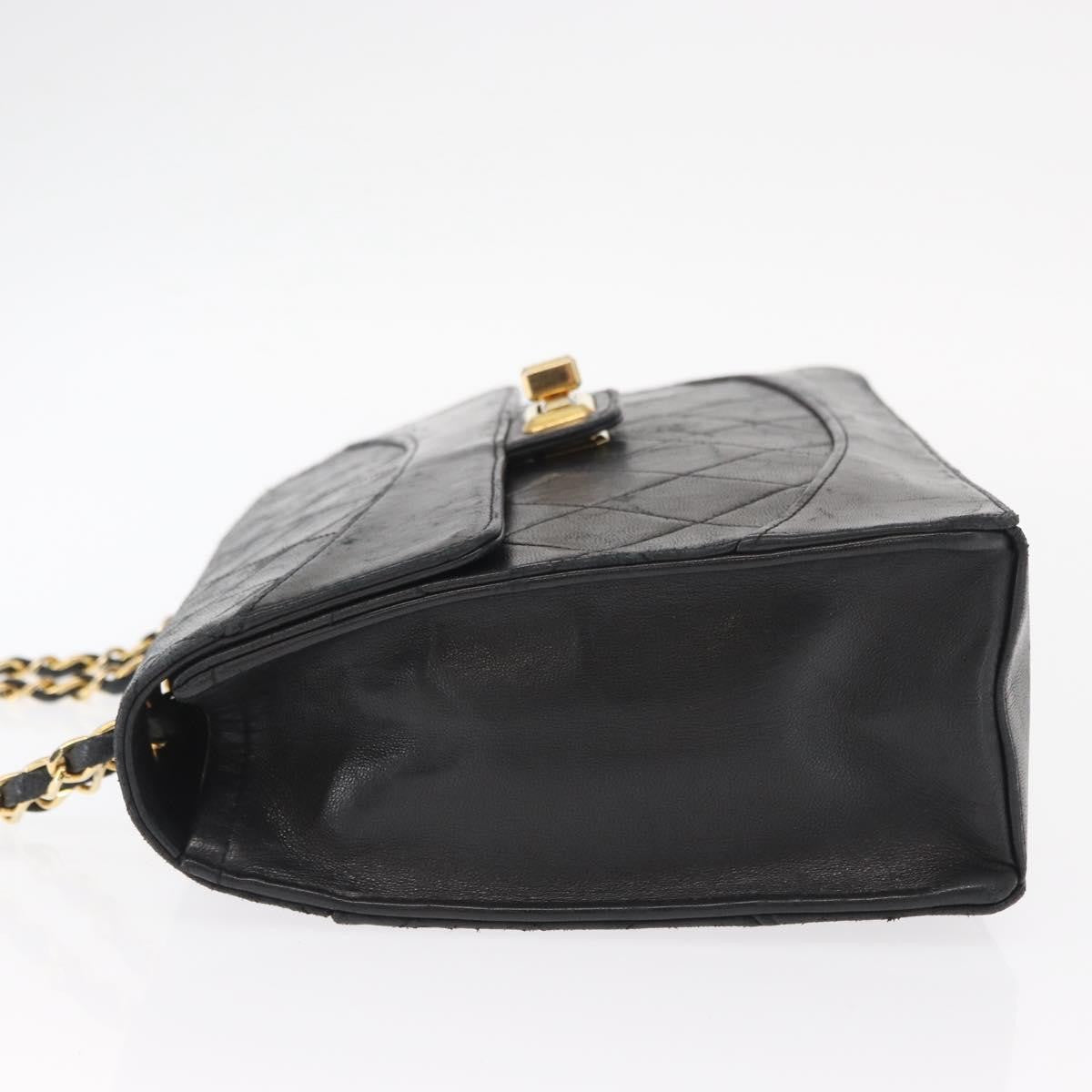 Chanel Vintage Mademoiselle Lock Trapezoid Flap Bag Quilted Lambskin Black Leather Shoulder Bag Bag (Pre-Owned)