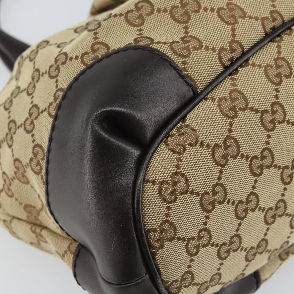 Gucci Sukey Top Handle Satchel Gg Canvas With Leather Beige Canvas Handbag (Pre-Owned)