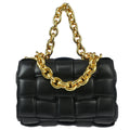 Bottega Veneta Cassette Chain Crossbody Bag Padded Maxi Intrecciato Leather Black Leather Shoulder Bag Bag (Pre-Owned)