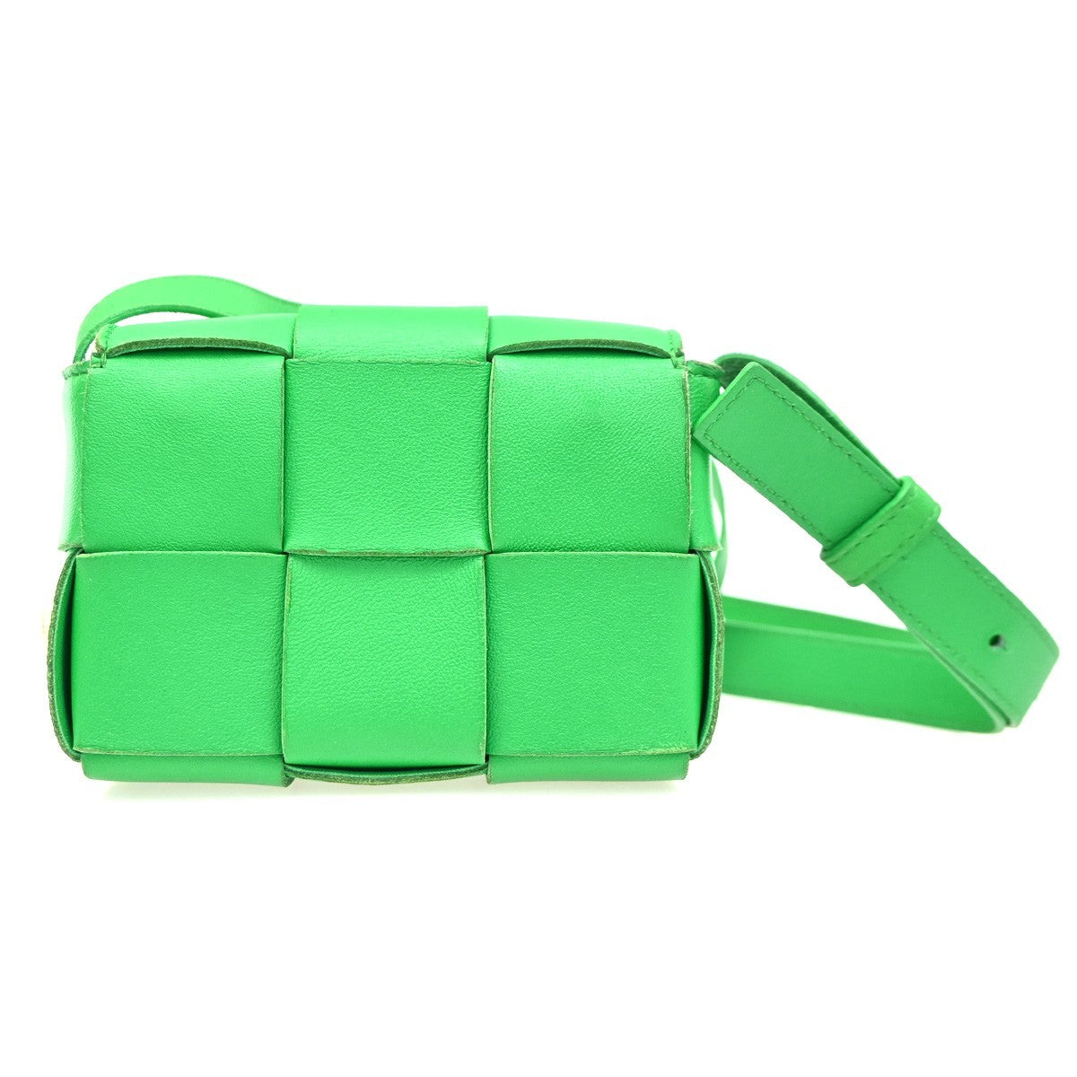 Bottega Veneta Cassette Crossbody Bag Maxi Intrecciato Leather Green Leather Shoulder Bag Bag (Pre-Owned)