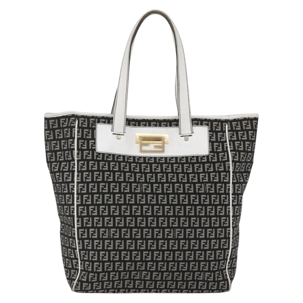 Fendi Zucca Tote Bag Canvas Black Canvas Tote Bag Bag (Pre-Owned)