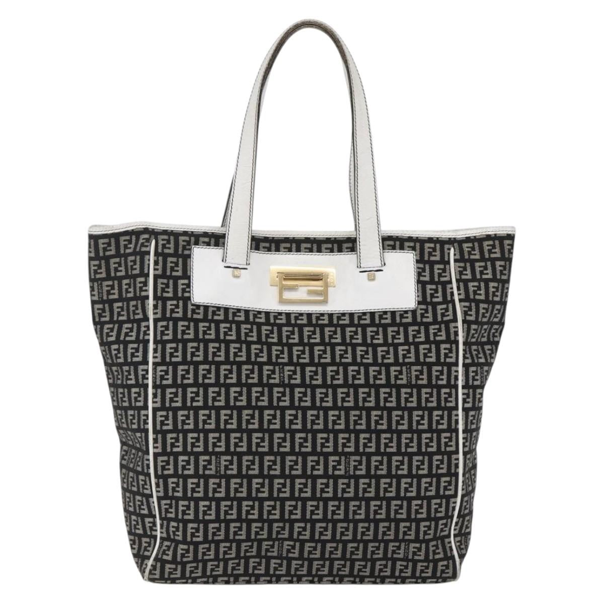 Fendi Zucca Tote Bag Canvas Black Canvas Tote Bag Bag (Pre-Owned)