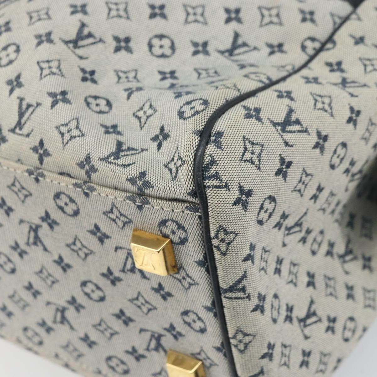 Louis Vuitton Josephine Handbag Mini Lin Blue Canvas Handbag (Pre-Owned)