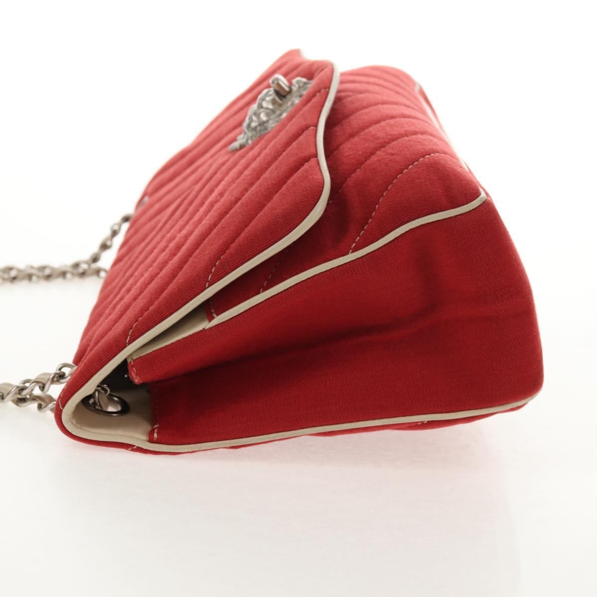 Chanel Leo Lion Flap Bag Chevron Jersey Red Cotton Shoulder Bag Bag (Pre-Owned)