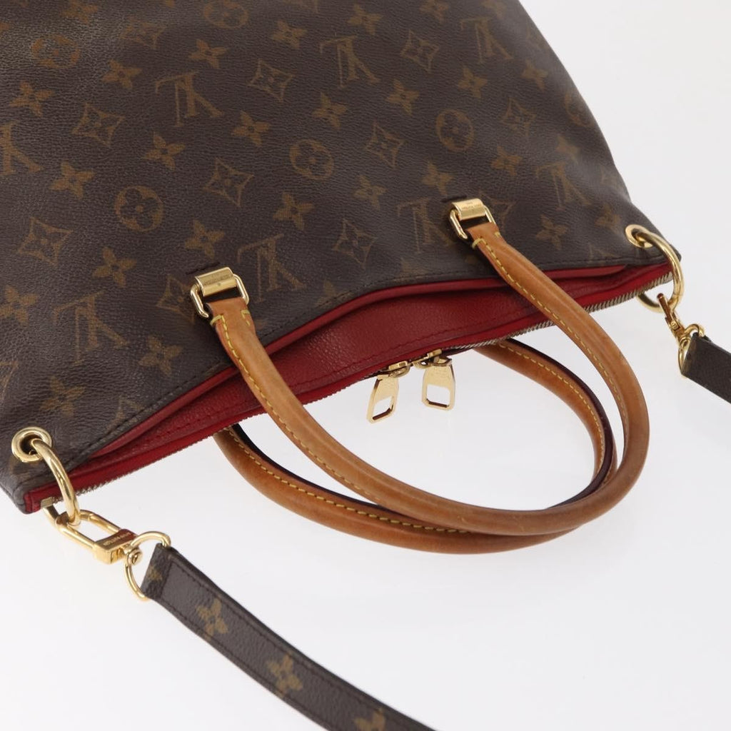 Louis Vuitton Pallas Tote Monogram Canvas With Leather Brown Canvas Tote Bag Bag (Pre-Owned)