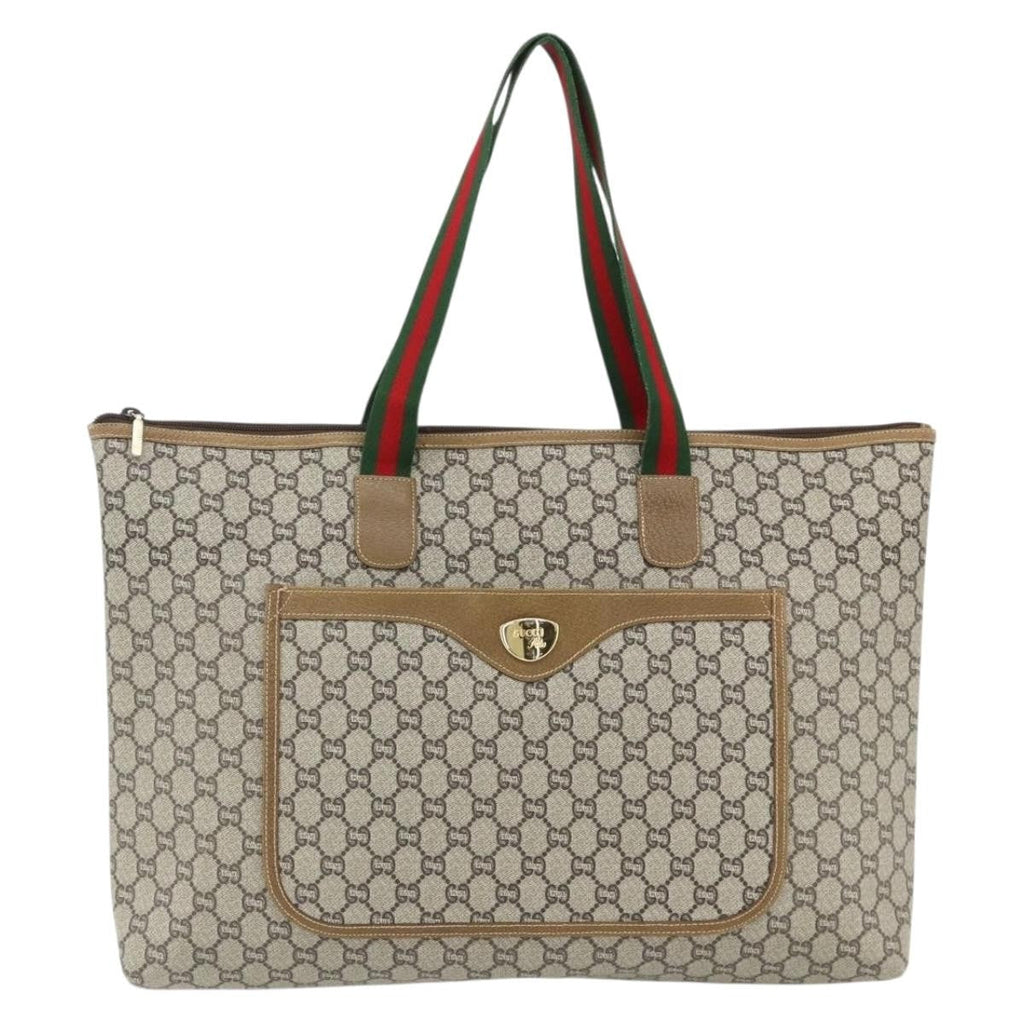 Gucci Gg Supreme Tote Bag Canvas Beige Canvas Tote Bag Bag (Pre-Owned)