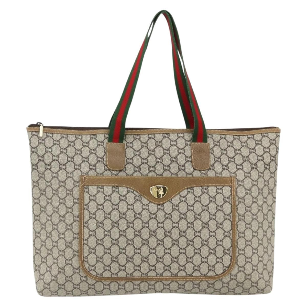 Gucci Gg Supreme Tote Bag Canvas Beige Canvas Tote Bag Bag (Pre-Owned)