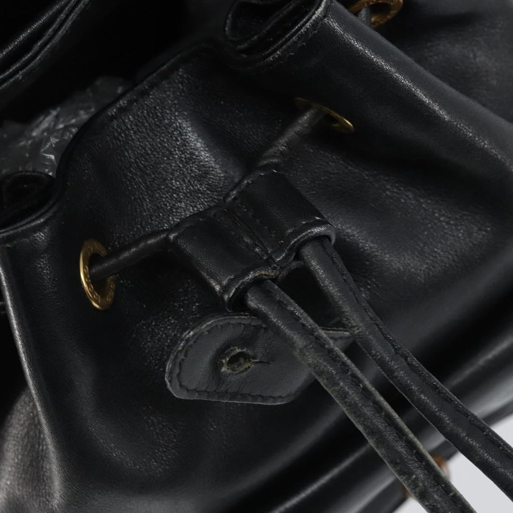 Gucci Vintage Bamboo Backpack Leather Black Leather Backpack Bag (Pre-Owned)
