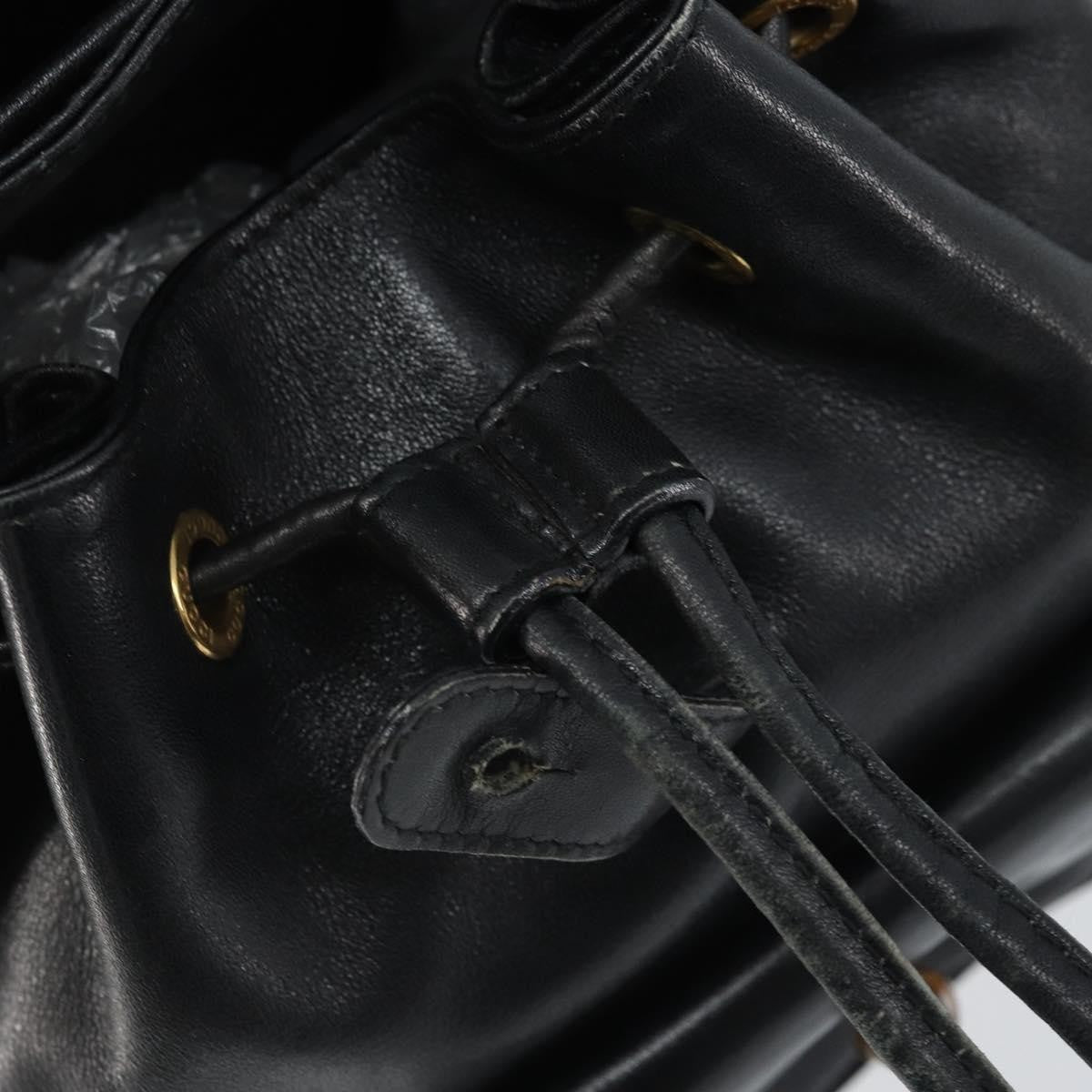 Gucci Vintage Bamboo Backpack Leather Black Leather Backpack Bag (Pre-Owned)