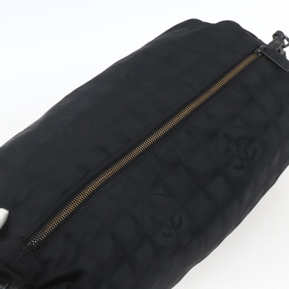 Chanel Travel Line Boston Bag Nylon Black Nylon Travel Bag Bag (Pre-Owned)
