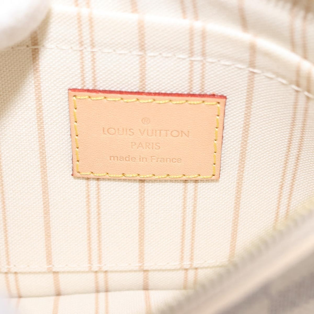 Louis Vuitton Neverfull Pochette Damier White Canvas Clutche & Pouche Bag (Pre-Owned)