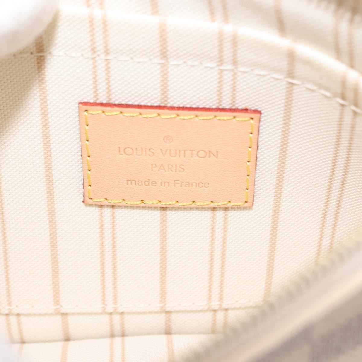 Louis Vuitton Neverfull Pochette Damier White Canvas Clutche & Pouche Bag (Pre-Owned)