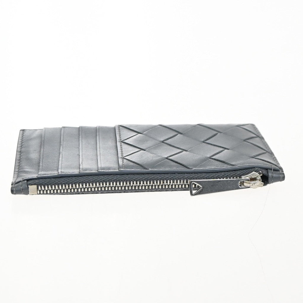Bottega Veneta Zipped Card Holder Intrecciato Leather Gray Leather Wallets Accessory (Pre-Owned)